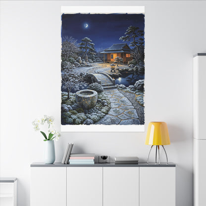 Moonlit Garden Winter Canvas Art | Kintsugi Artful Design