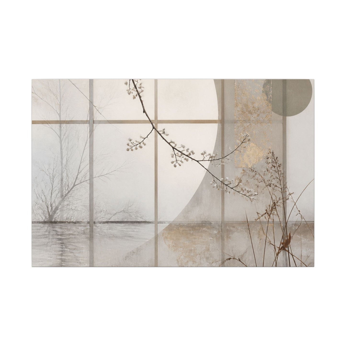Winter Shoji Screen Japanese Pattern Canvas Art | Elegant Decor