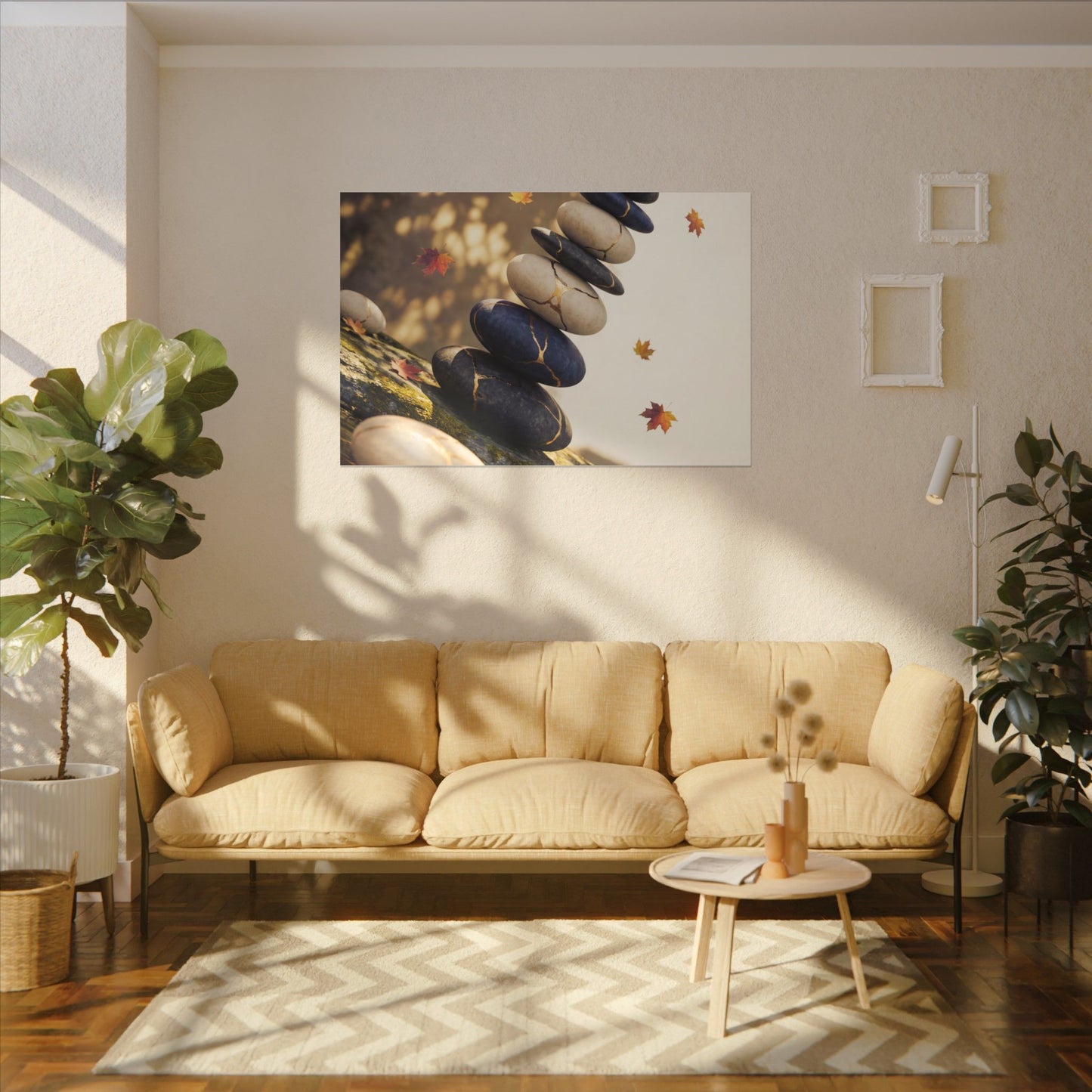 Ma River Stones Canvas Art - Kintsugi Gold Vein