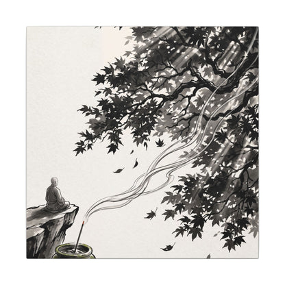 Serene Incense Smoke Canvas Art - Ukiyo E Inspired Zen