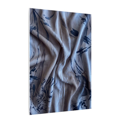 Silk Drape Winter Canvas Art | Japandi Earthy Design