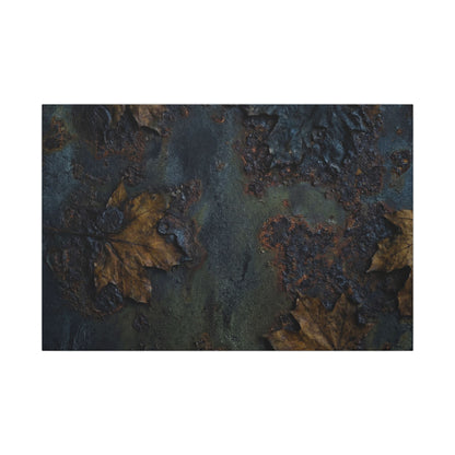 Shibui Rust Patina Canvas Art - Dark Japandi Charcoal Ink