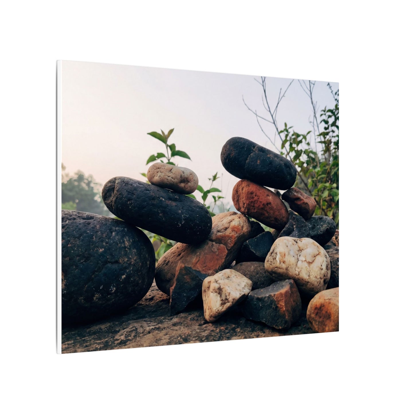 River Stones Canvas Art | Spring Kintsugi Broken Beauty Art