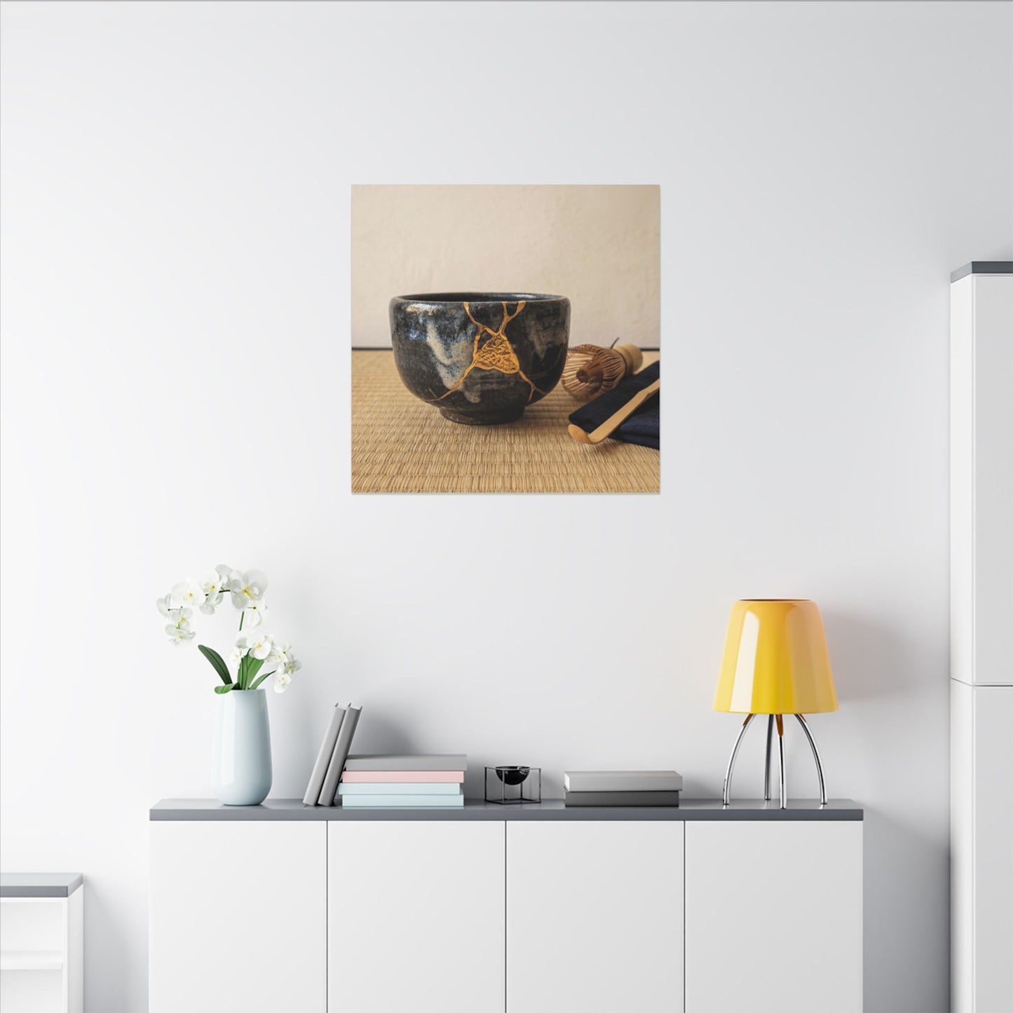 Kanso Tea Ceremony Canvas Art - Kintsugi Gold Vein