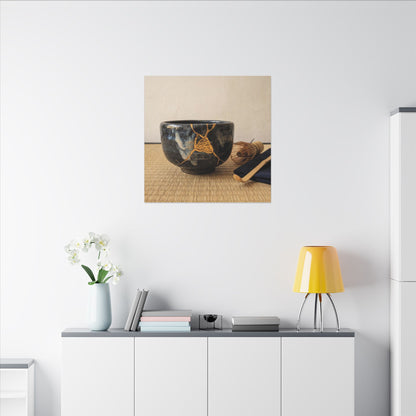 Kanso Tea Ceremony Canvas Art - Kintsugi Gold Vein