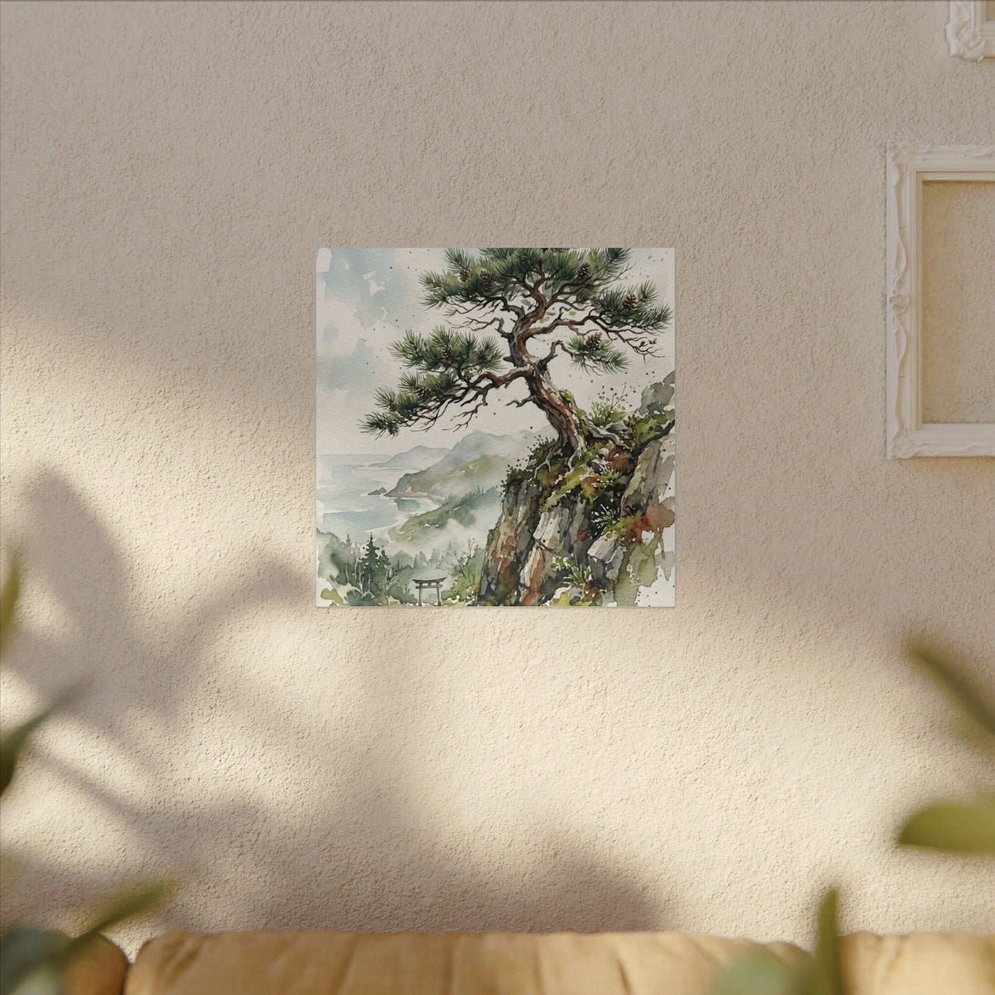 Pine Tree Spring Canvas Art | Japandi Neutral Design