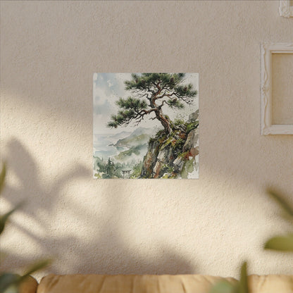 Pine Tree Spring Canvas Art | Japandi Neutral Design
