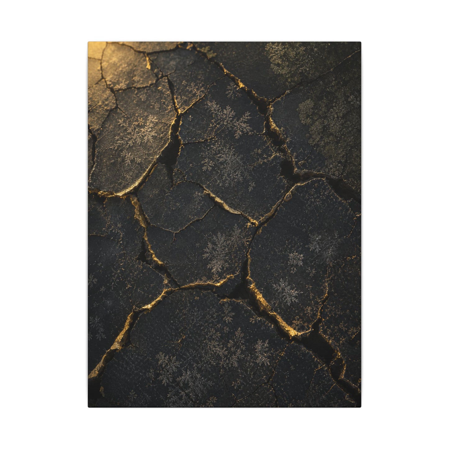 Cracked Earth Canvas Art | Winter Dark Japandi Shadow Zen Art