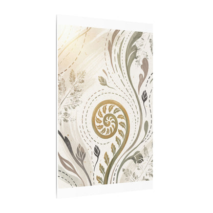 Japandi Fern Unfurling in Golden Hour | Japanese Pattern Canvas Art