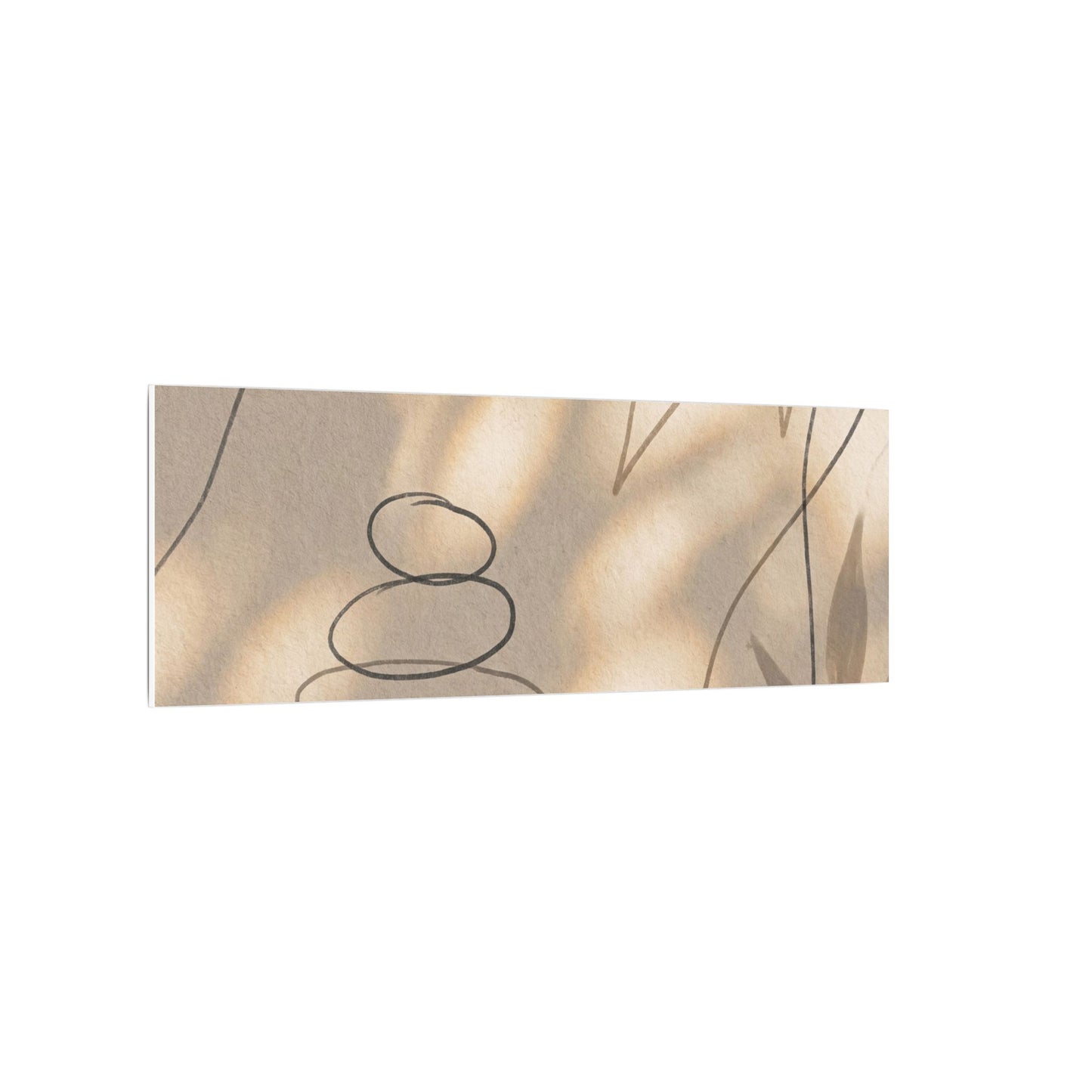 River Stones Minimal Line Canvas Art | Earthy Japandi Art