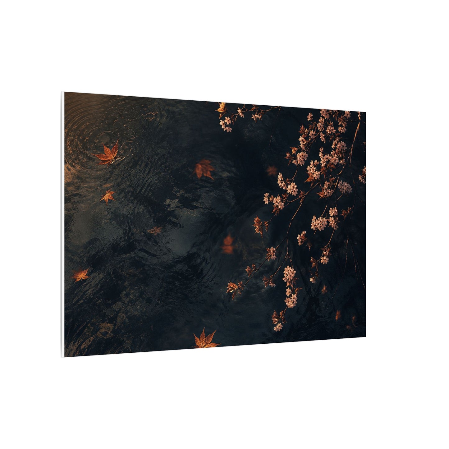 Golden Hour Cherry Blossom Canvas Art - Dark Japandi Kanso