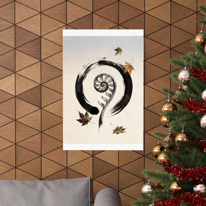 Autumn Fern Unfurling Enso Wall Art Print | Peaceful Decor