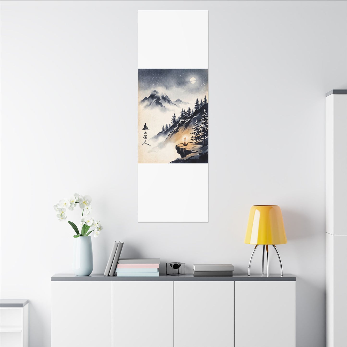 Mountain Mist Canvas Art | Winter Zen Ukiyo E Inspired Art