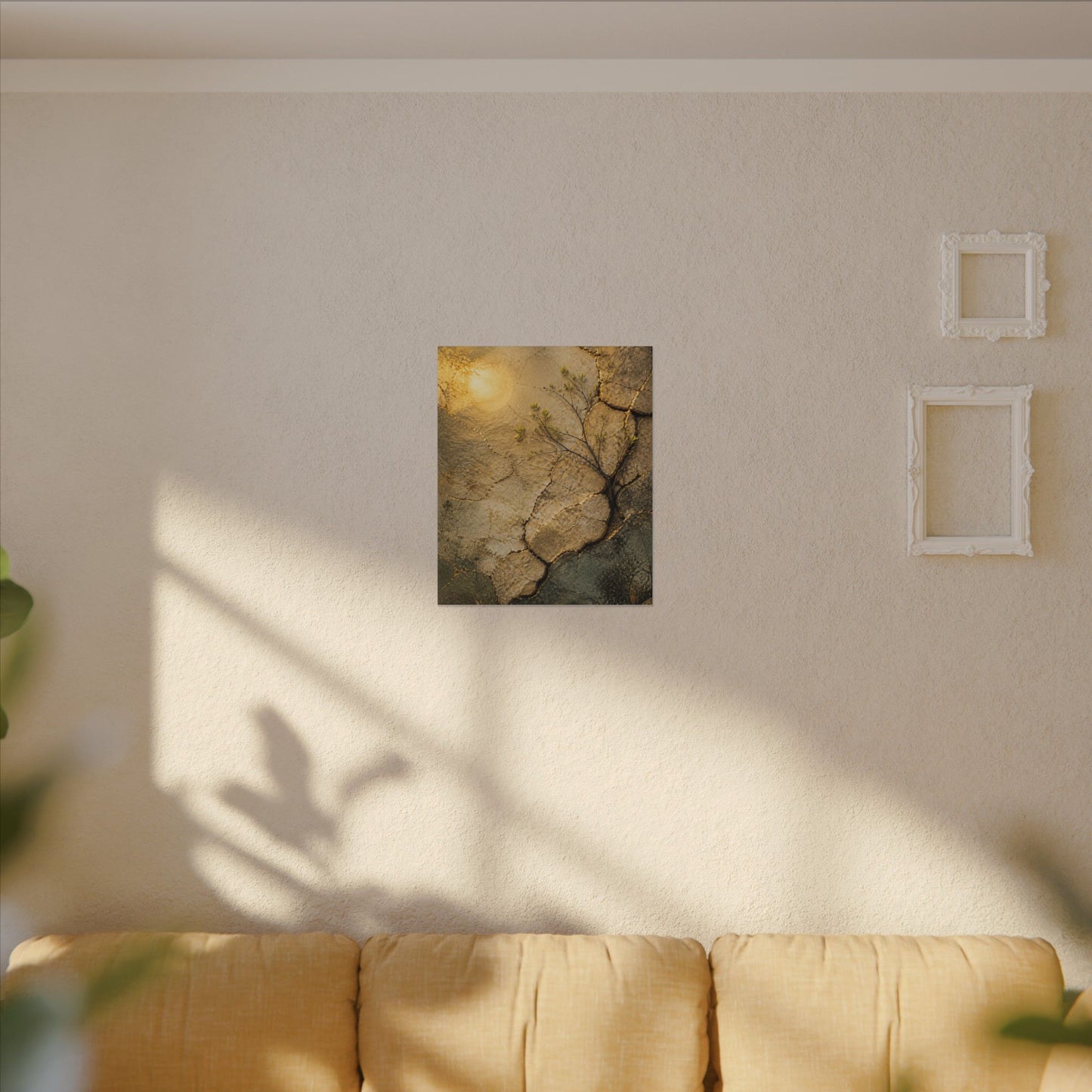 Cracked Earth Spring Canvas Art | Japandi Warm Design