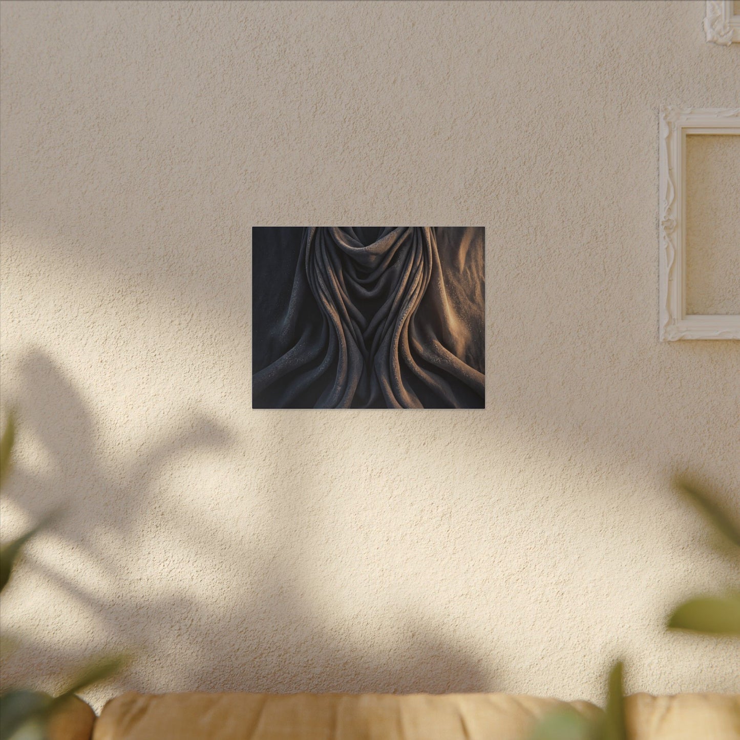 Moody Silk Drape Canvas Art - Shadow Zen Dark Japandi