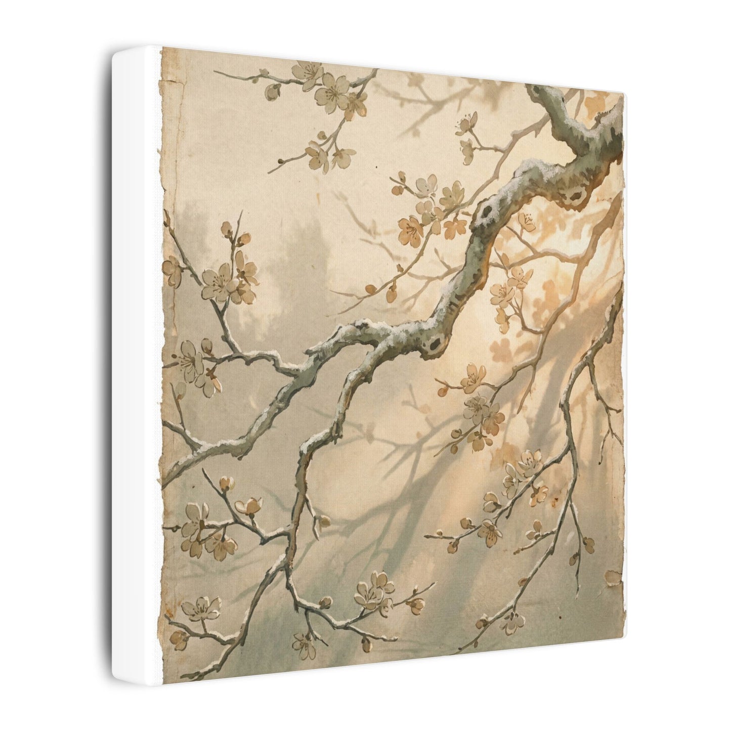 Cherry Blossom Canvas Art | Winter Japandi Japanese Pattern Art