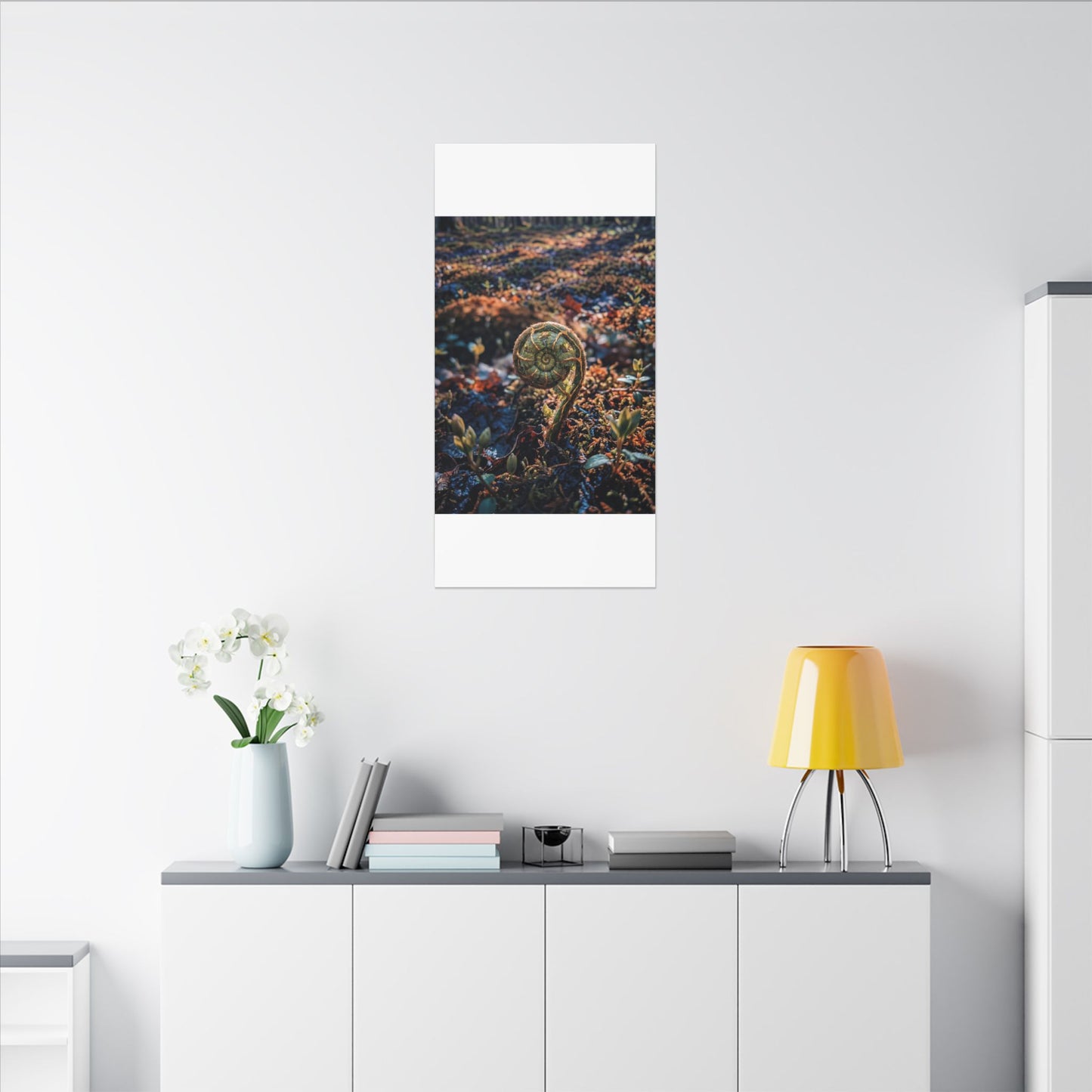 Kintsugi Fern Unfurling in Dappled | Gold Vein Canvas Art