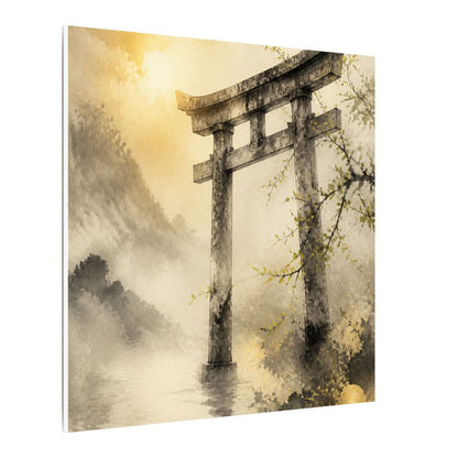 Spring Torii Gate Sumi E Canvas Art | Tranquil Decor