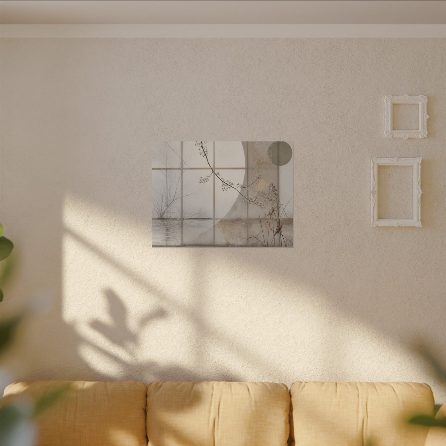 Winter Shoji Screen Japanese Pattern Canvas Art | Elegant Decor