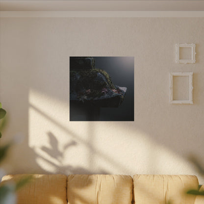 Stone Lantern Moody Minimal Canvas Art | Sophisticated Dark Japandi Art