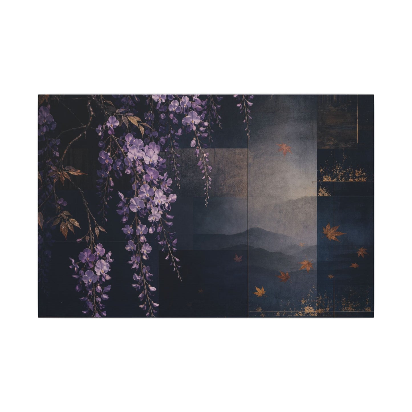 Dawn Wisteria Canvas Art - Dark Japandi Fukinsei
