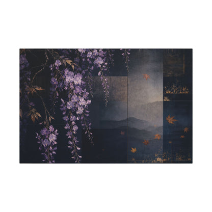 Dawn Wisteria Canvas Art - Dark Japandi Fukinsei
