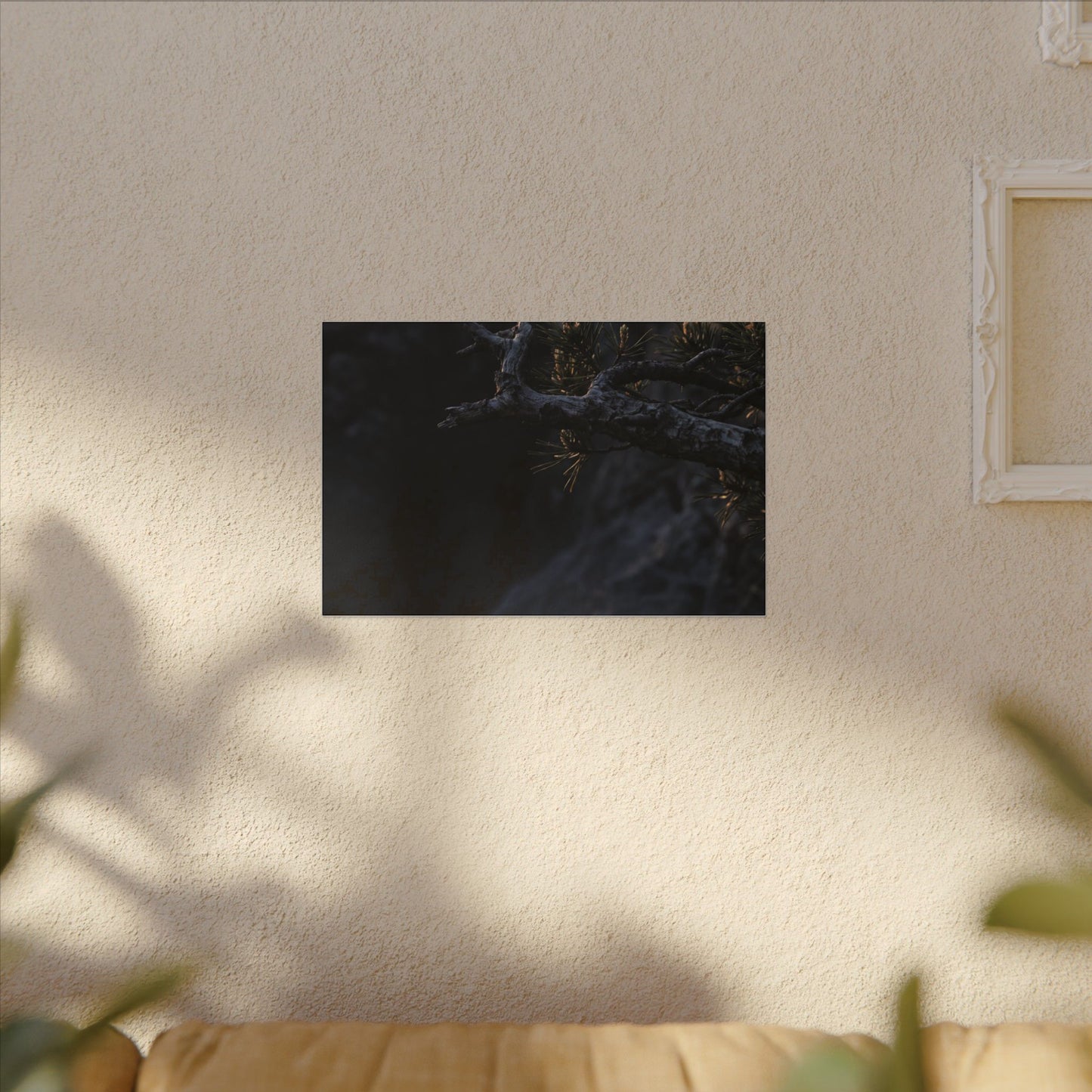Pine Tree Moody Minimal Canvas Art | Sophisticated Dark Japandi Art