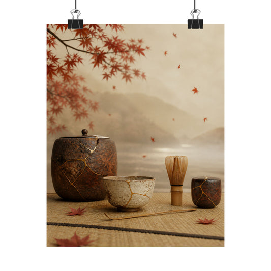 Kintsugi Tea Ceremony in Overcast | Gold Vein Wall Art Print