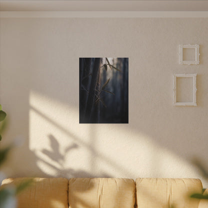Dark Japandi Bamboo Grove in Dawn | Moody Minimal Canvas Art