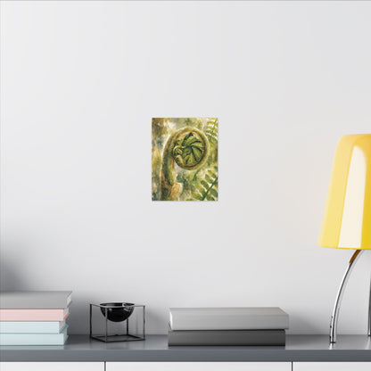 Japandi Fern Unfurling in Dappled | Watercolor Canvas Art