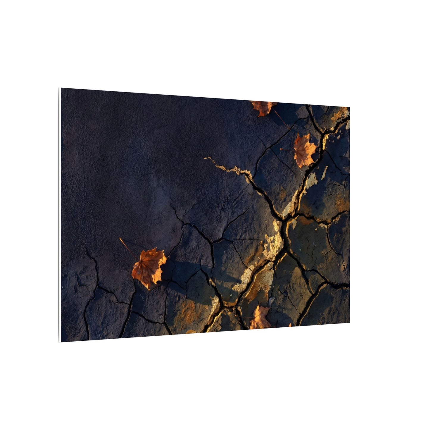 Cracked Earth Canvas Art | Autumn Dark Japandi Dark Texture Art