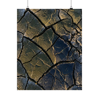 Kanso Cracked Earth Wall Art Print - Dark Japandi Moody Minimal Art Print