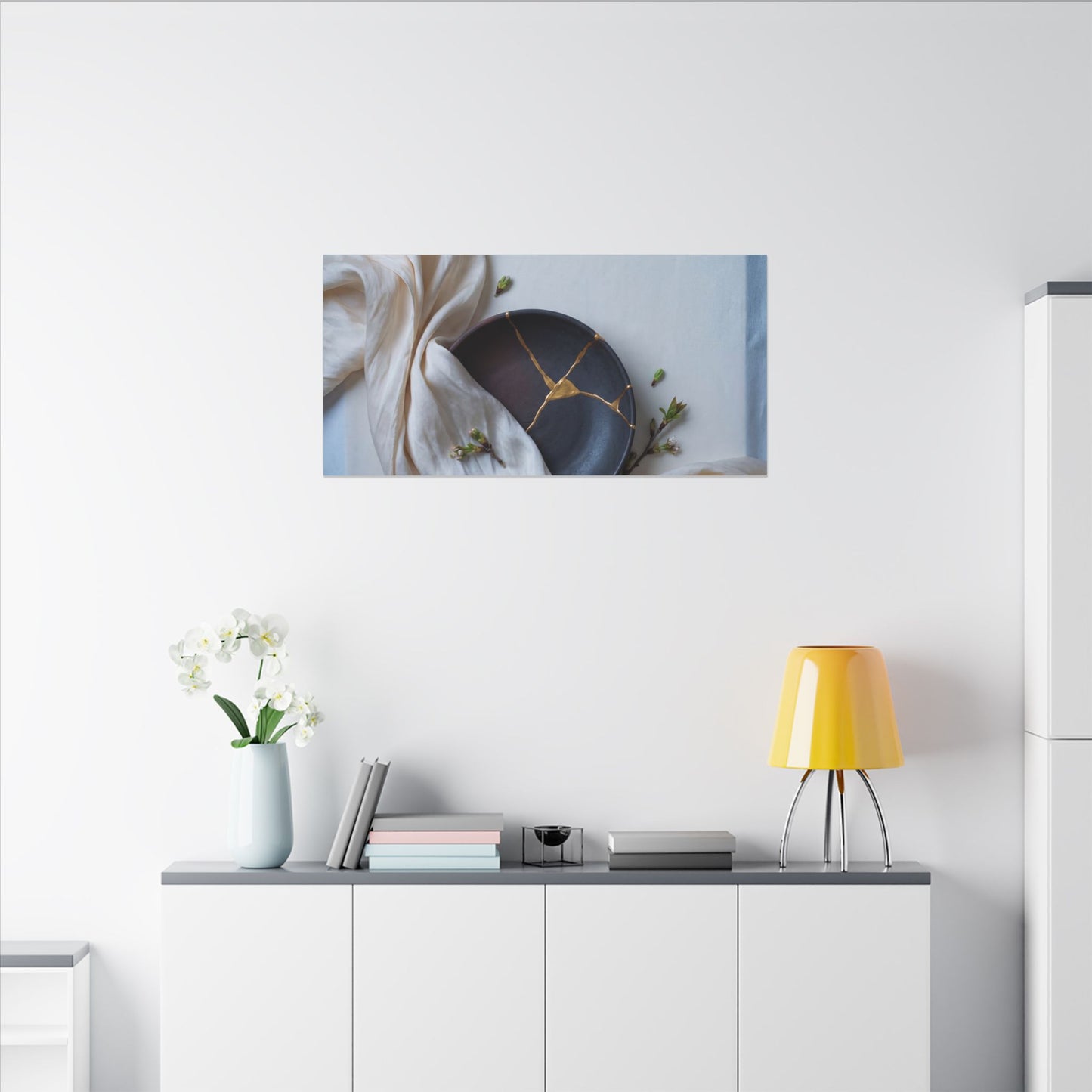 Ma Silk Drape Canvas Art - Kintsugi Gold Repair