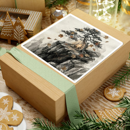 Pine Tree Sticker | Autumn Japandi Texture Art