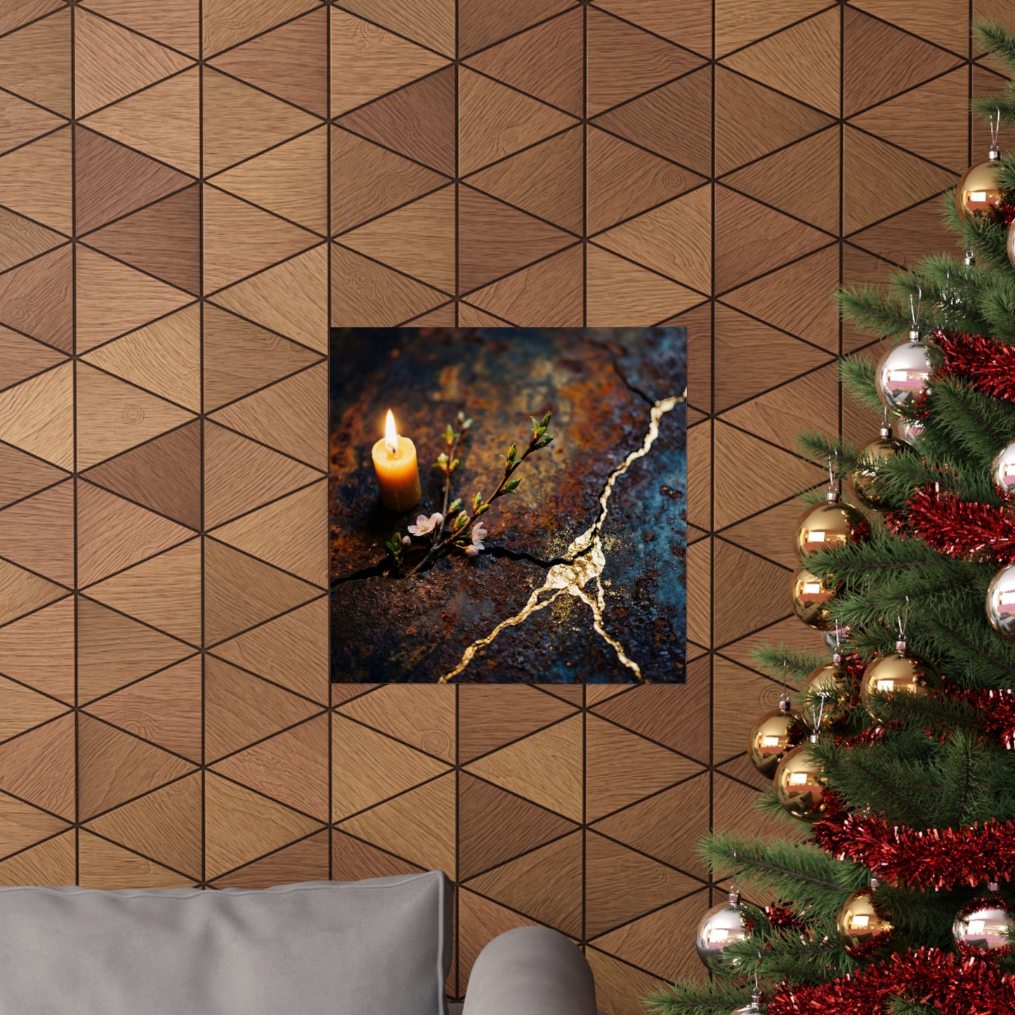 Beautiful Rust Patina Wall Art Print - Gold Repair Kintsugi