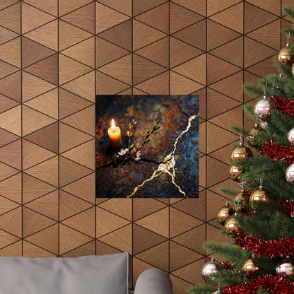 Beautiful Rust Patina Wall Art Print - Gold Repair Kintsugi