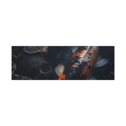 Koi Pond Canvas Art | Winter Dark Japandi Shadow Zen Art