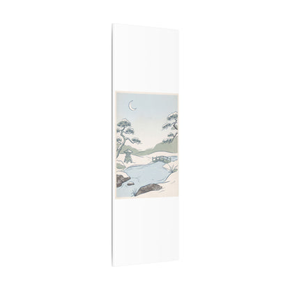 Japandi Moonlit Garden in Moonlight | Minimal Line Canvas Art