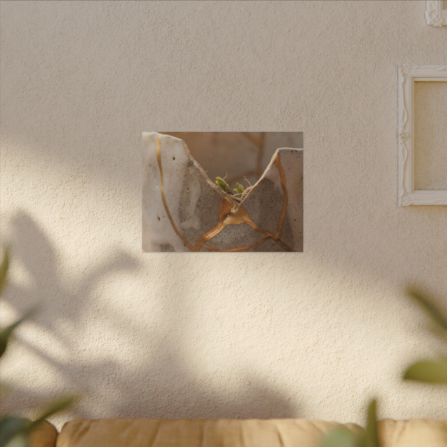 Golden Hour Broken Pottery Canvas Art - Japandi Kanso