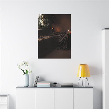 Candlelight Silk Drape Canvas Art - Dark Japandi Ma