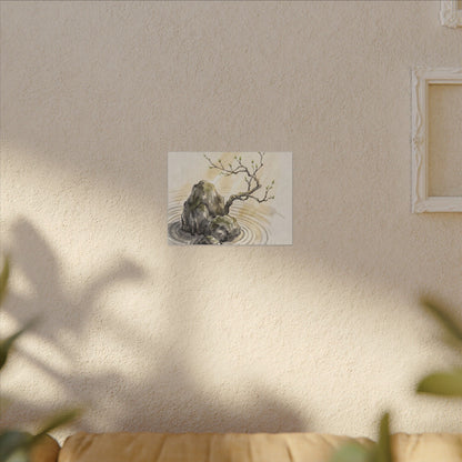 Serene Rock Garden Canvas Art - Sumi E Zen