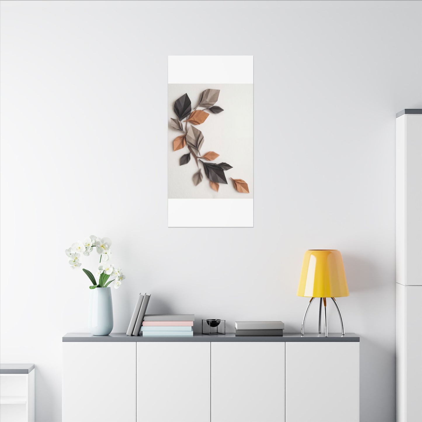 Paper Fold Autumn Canvas Art | Japandi Earthy Design