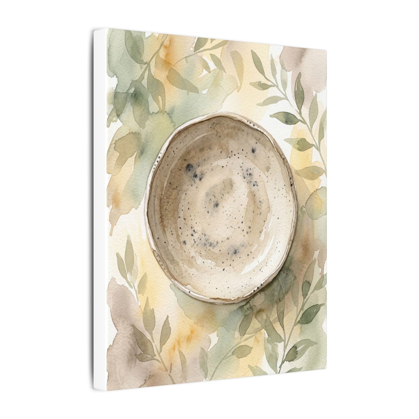 Ceramic Bowl Watercolor Canvas Art | Warm Japandi Art