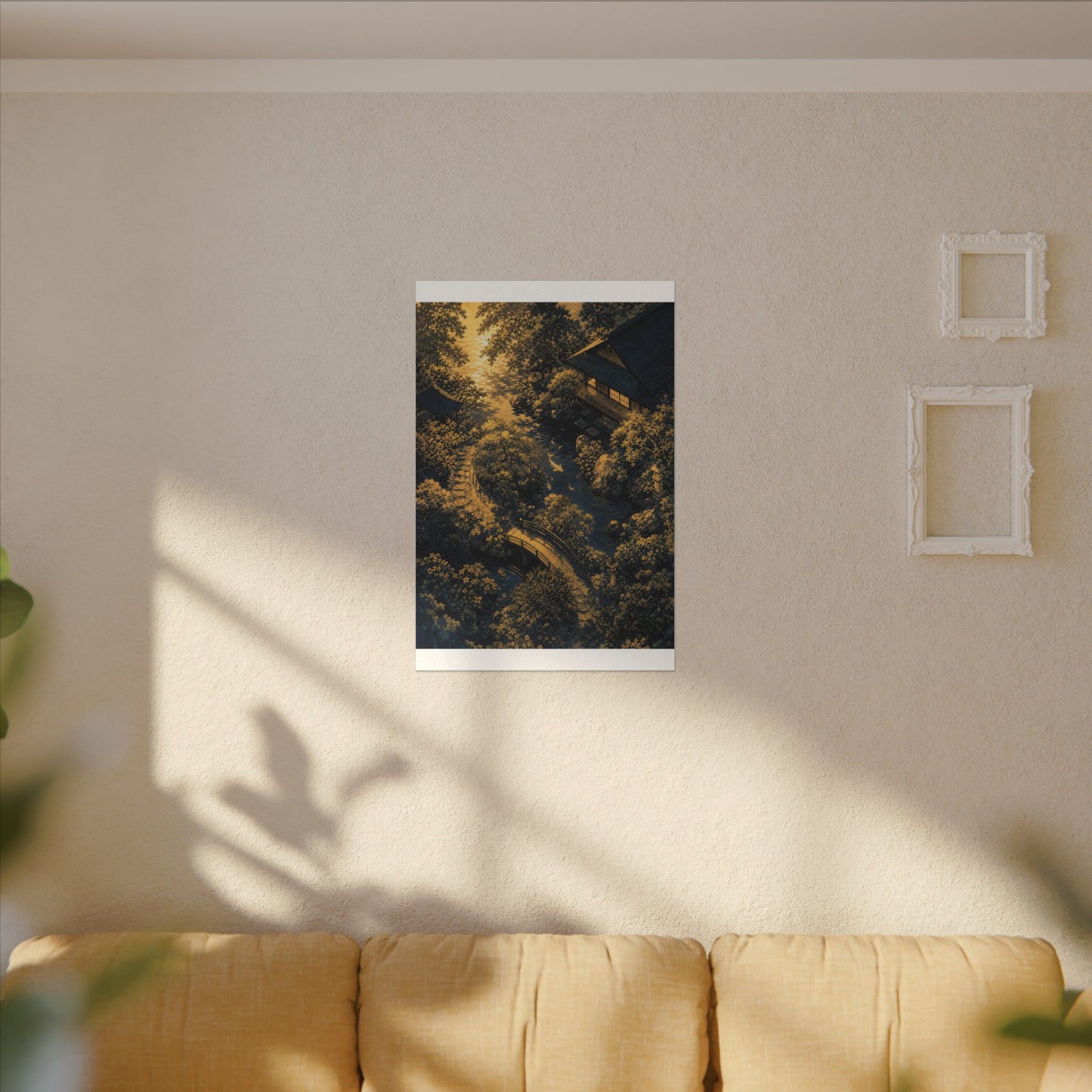 Contemplative Moonlit Garden Canvas Art - Ukiyo E Inspired Zen