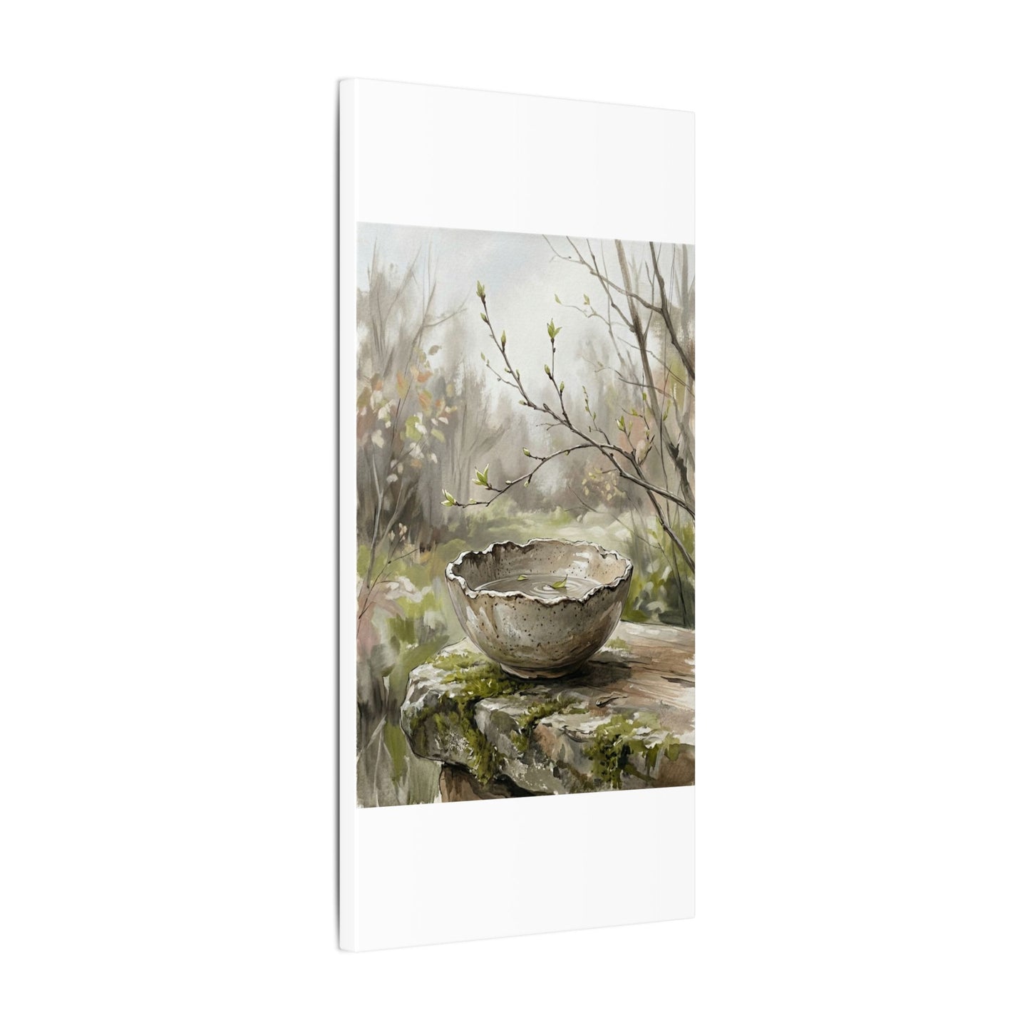 Japandi Ceramic Bowl in Overcast | Minimal Line Canvas Art