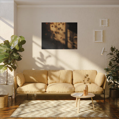Shadow Play Canvas Art | Autumn Dark Japandi Charcoal Ink Art