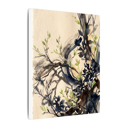 Ma Shadow Play Canvas Art - Dark Japandi Charcoal Ink