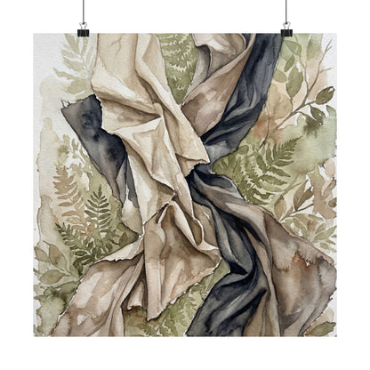 Kanso Silk Drape Wall Art Print - Japandi Watercolor Art Print
