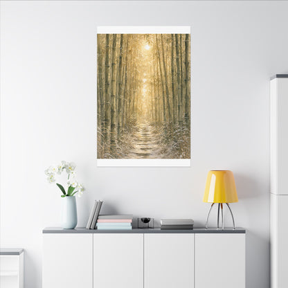 Bamboo Grove Winter Canvas Art | Japandi Elegant Design