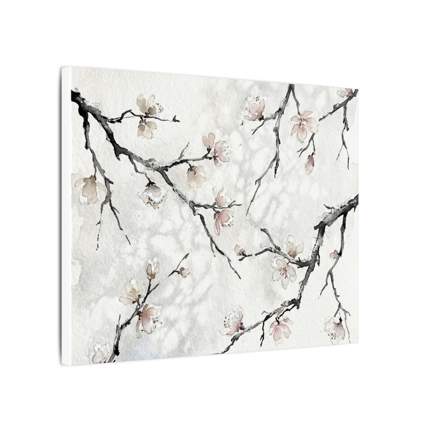 Cherry Blossom Canvas Art | Winter Japandi Watercolor Art